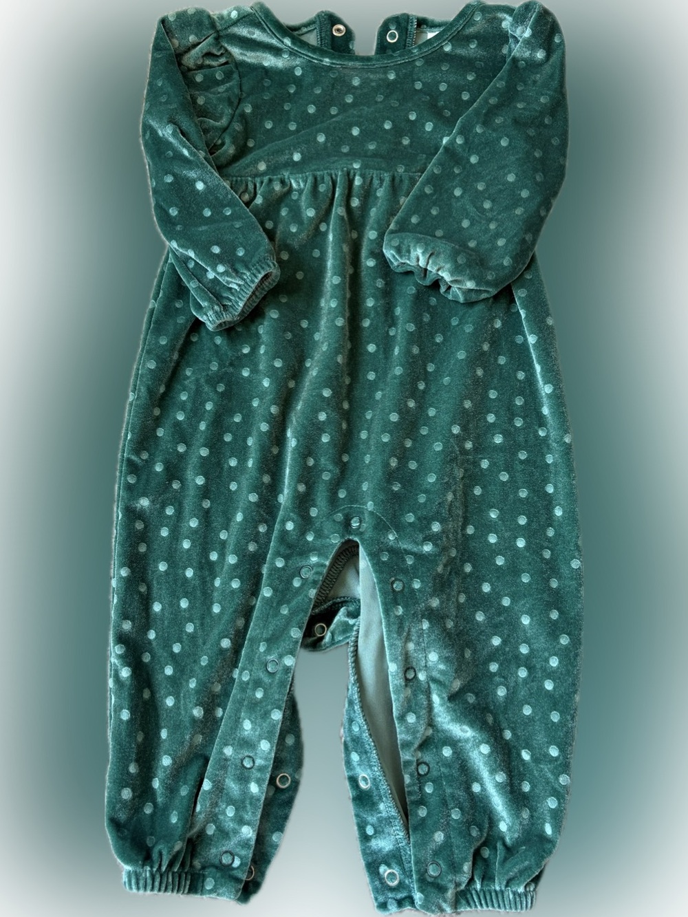 Cat & Jack Polka Dot Green One-Piece Romper